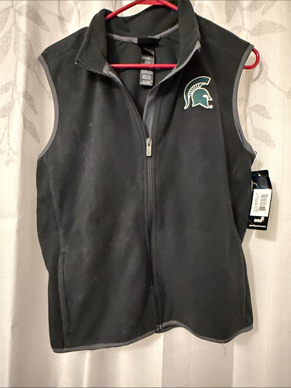 Black kids Large  Fleece Vest with Michigan State Spartan Logo